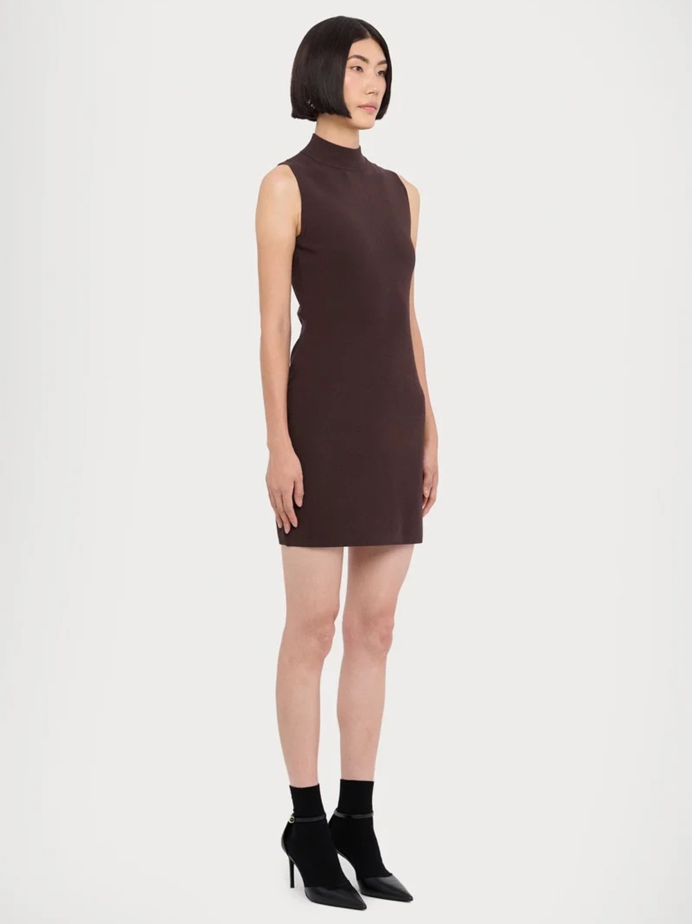 Michael Kors Sleeveless High-Neck Brown Dress